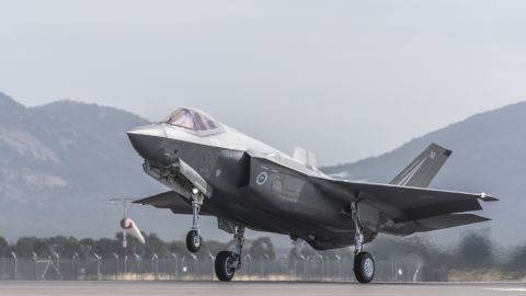 A Royal Australian Air Force F-35 aircraft takes off during the Australian International Airshow at Avalon airport on March 3, 2017.