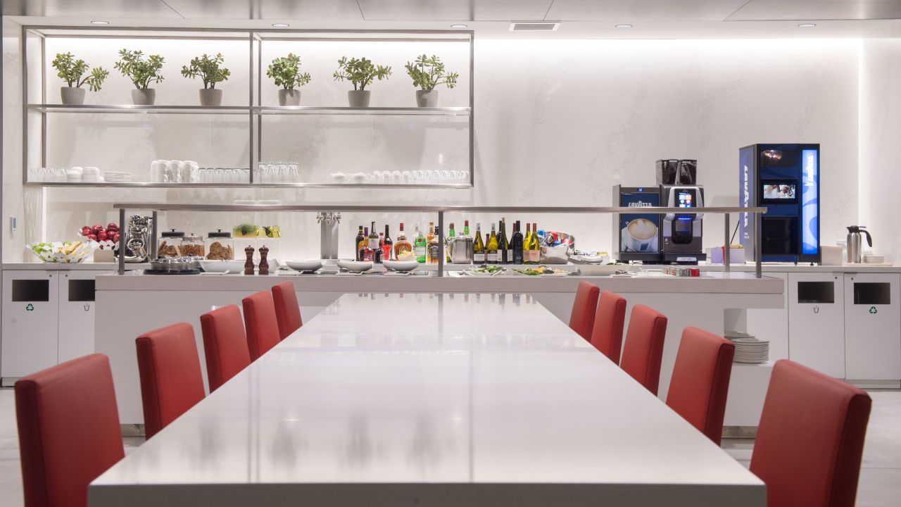 Food and drink offerings in airport lounges are very important to travelers. Pictured here: Air Canada, Maple Leaf Lounge, Los Angeles International Airport. 