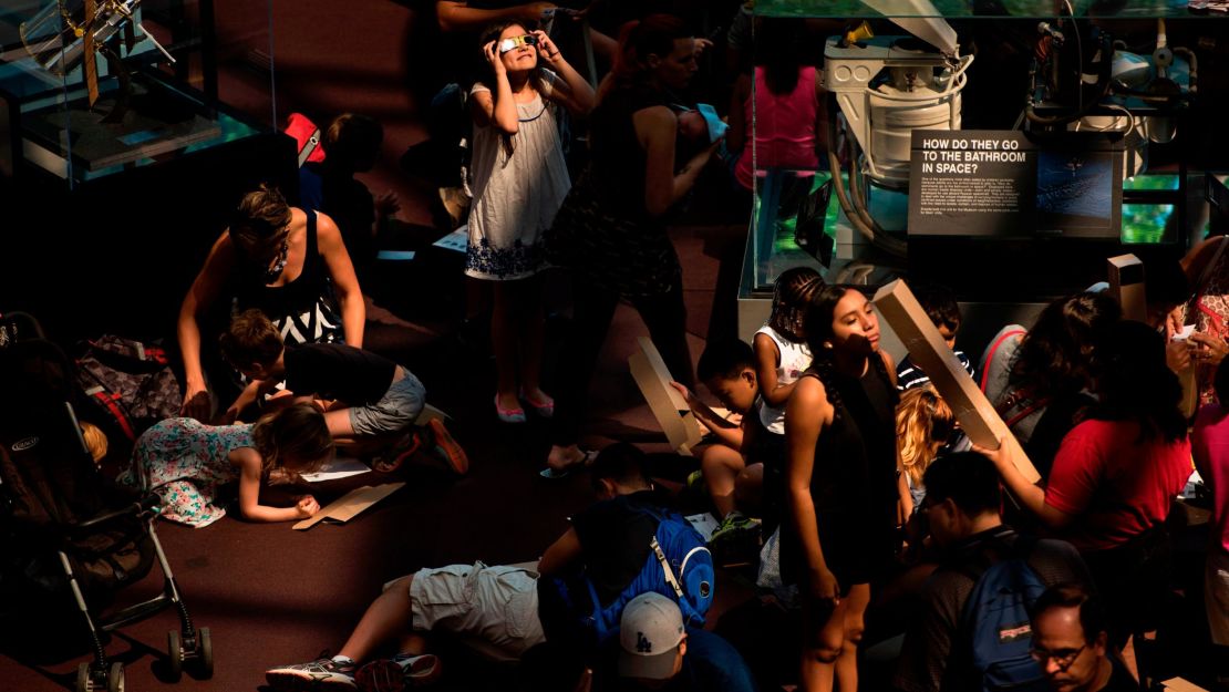 The Air & Space Museum often plays host to eclipse-viewing parties like this one.