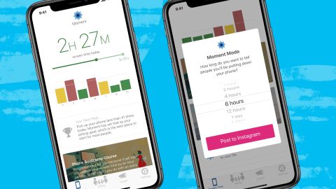 Moment tries to help users curb their screen addictions by tracking total screen time, setting personal goals and providing guided coaching.