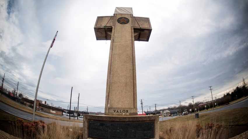 The World War I memorial cross in Bladensburg, Maryland -- near the nation's capital Washington -- is seen on February 08, 2019.
