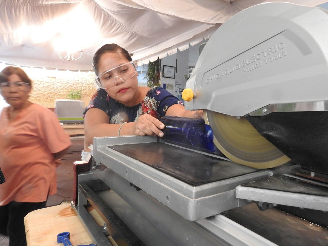 Carolina Garcia Torres finds that working with recycled glass requires focus and precision.