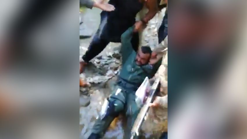 A grab from video posted by Pakistani social media accounts showing a man reported to be an Indian pilot who was captured after his plane went down in the Pakistan. This comes as both India and Pakistan confirm at least one Indian pilot went down with an aircraft during an aerial encounter between the two countries over the disputed territory of Kashmir. CNN is not able to independently verify this image.