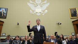 WASHINGTON, DC - FEBRUARY 27: Michael Cohen, former attorney and fixer for President Donald Trump is sworn in before testifying before the House Oversight Committee on Capitol Hill February 27, 2019 in Washington, DC. Last year Cohen was sentenced to three years in prison and ordered to pay a $50,000 fine for tax evasion, making false statements to a financial institution, unlawful excessive campaign contributions and lying to Congress as part of special counsel Robert Mueller's investigation into Russian meddling in the 2016 presidential elections. (Photo by Chip Somodevilla/Getty Images)