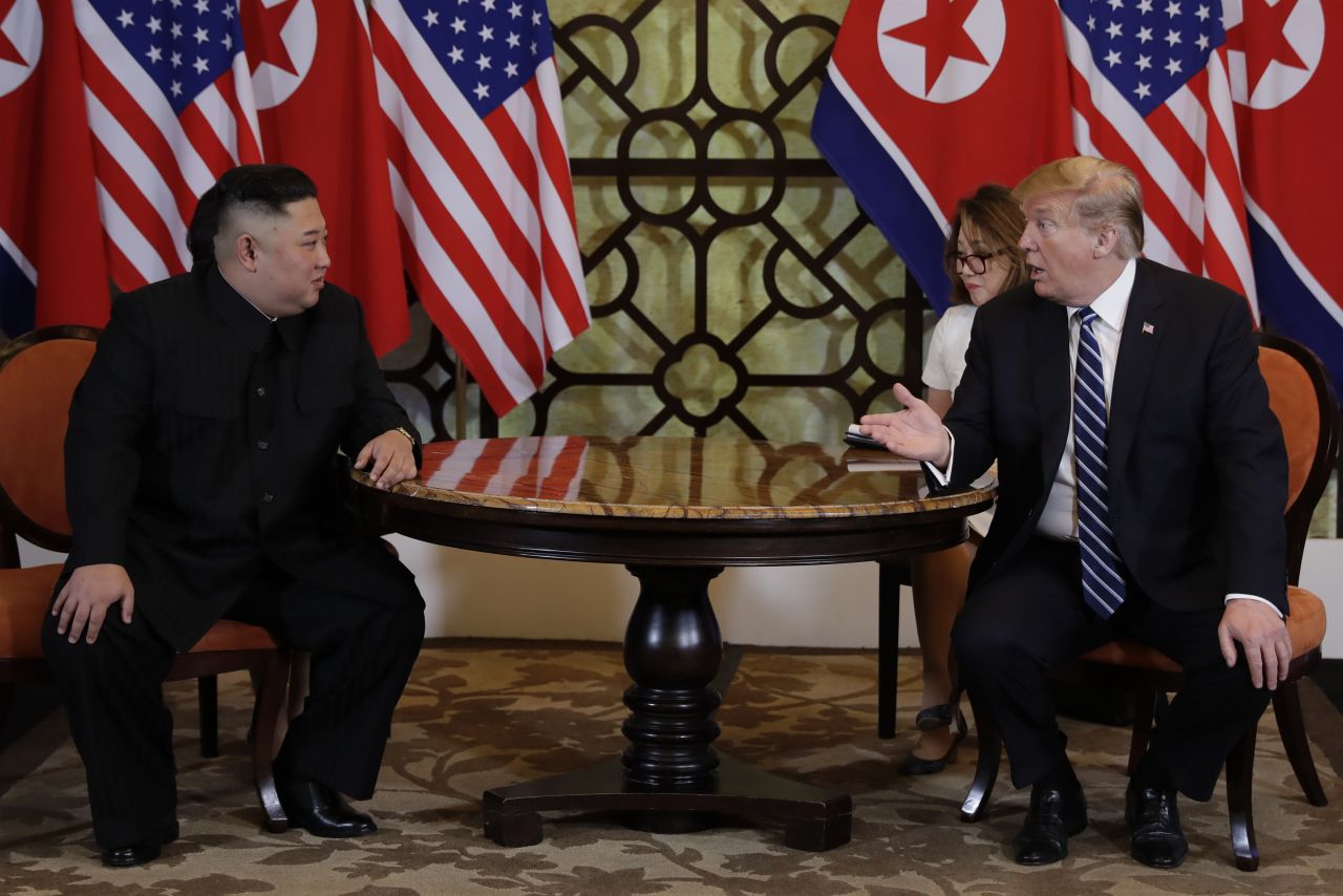 Kim and Trump are joined by translators as they meet at the start of the summit's second day. <a href="https://www.cnn.com/politics/live-news/trump-kim-jong-un-summit-vietnam-february-2019/h_5a896533f8fb45c3ebb810cd3e88adb8" target="_blank">Kim told the reporters there</a> that many people had been "skeptical" about the two leaders meeting. "I'm sure all of them will be watching the moment we are sitting together, side by side, as if they are watching a fantasy movie," he said.