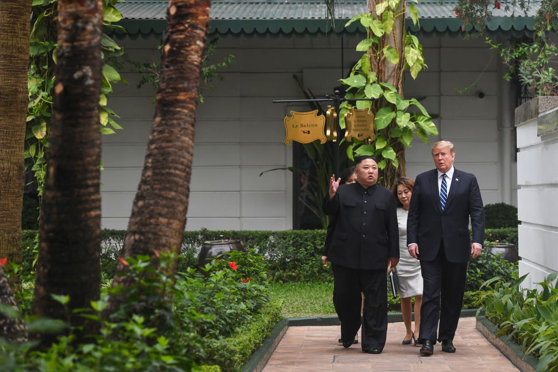 Trump with Kim at the Sofitel Legend Metropole hotel in Hanoi in February.