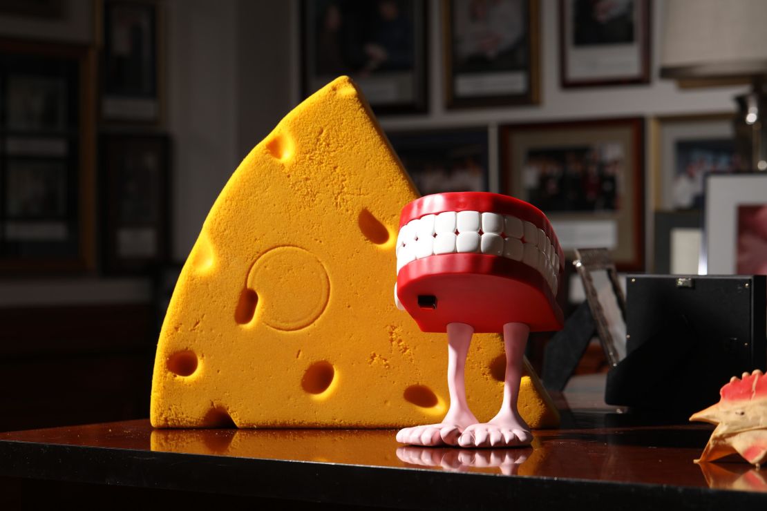 Novak made sure to recognize his employees, whether it was with a chattering teeth toy or cheese head hat.