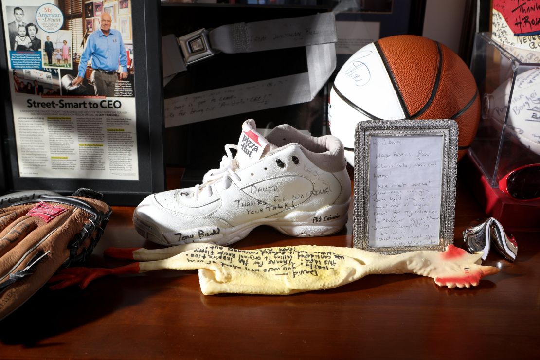 Items gifted to Novak are seen in his office at Yum!'s headquarters.