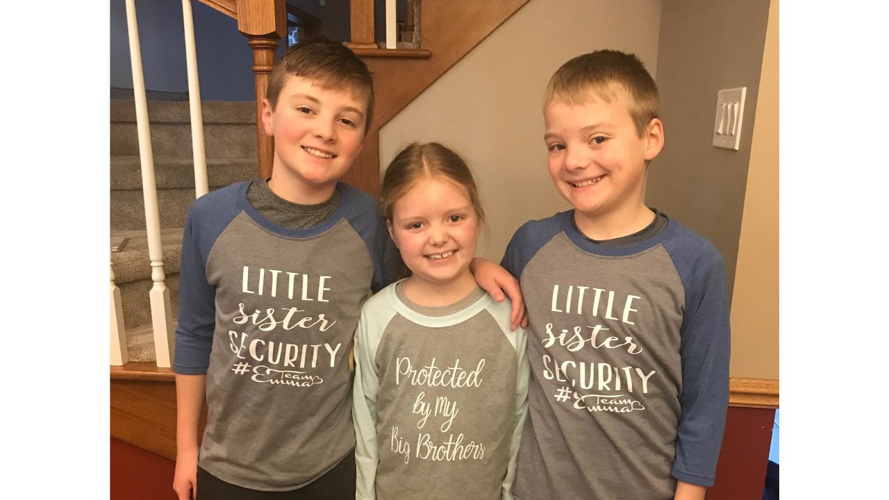 Emma Mertens with her brothers Carter and Cameron. 