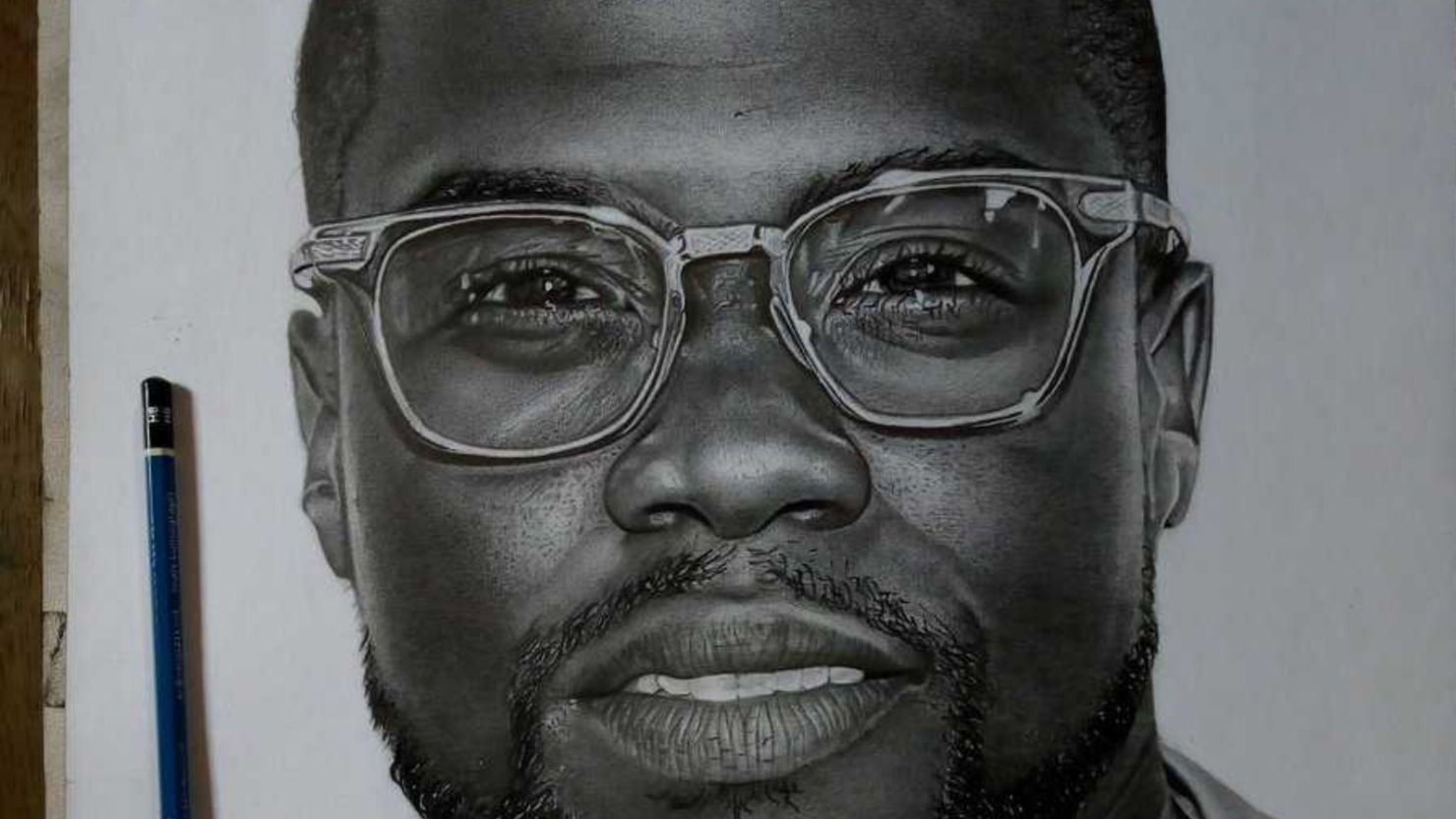 An image of Kevin Hart drawn by Nigerian pencil artist Eli Waduba
