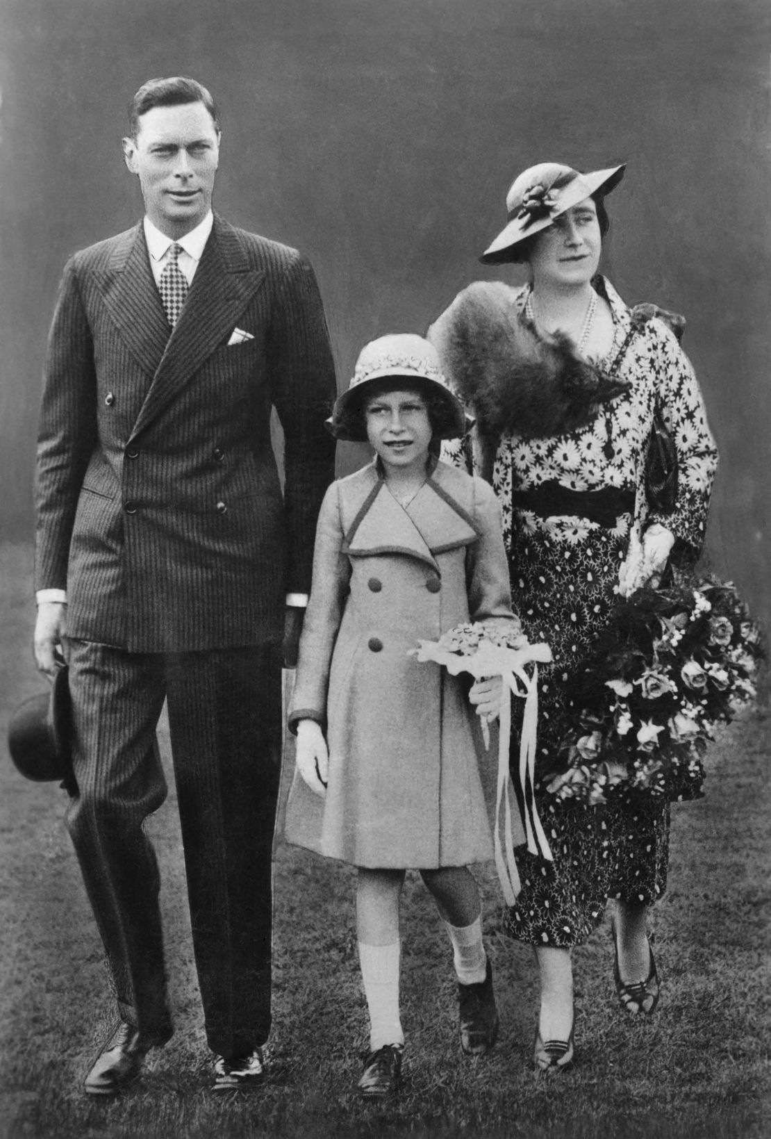 King George VI, Queen Elizabeth (better known as the Queen Mother) and then-Princess Elizabeth, circa late 1930s.