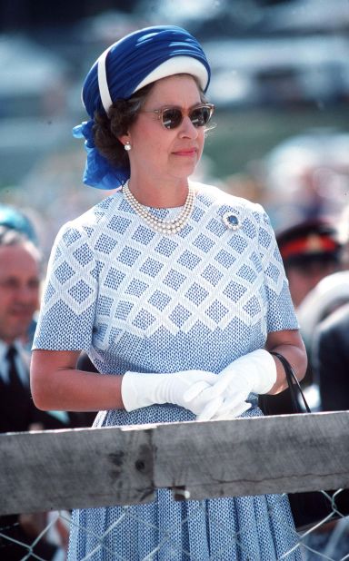 February 1977: The Queen wears a turban-style hat in New Zealand.