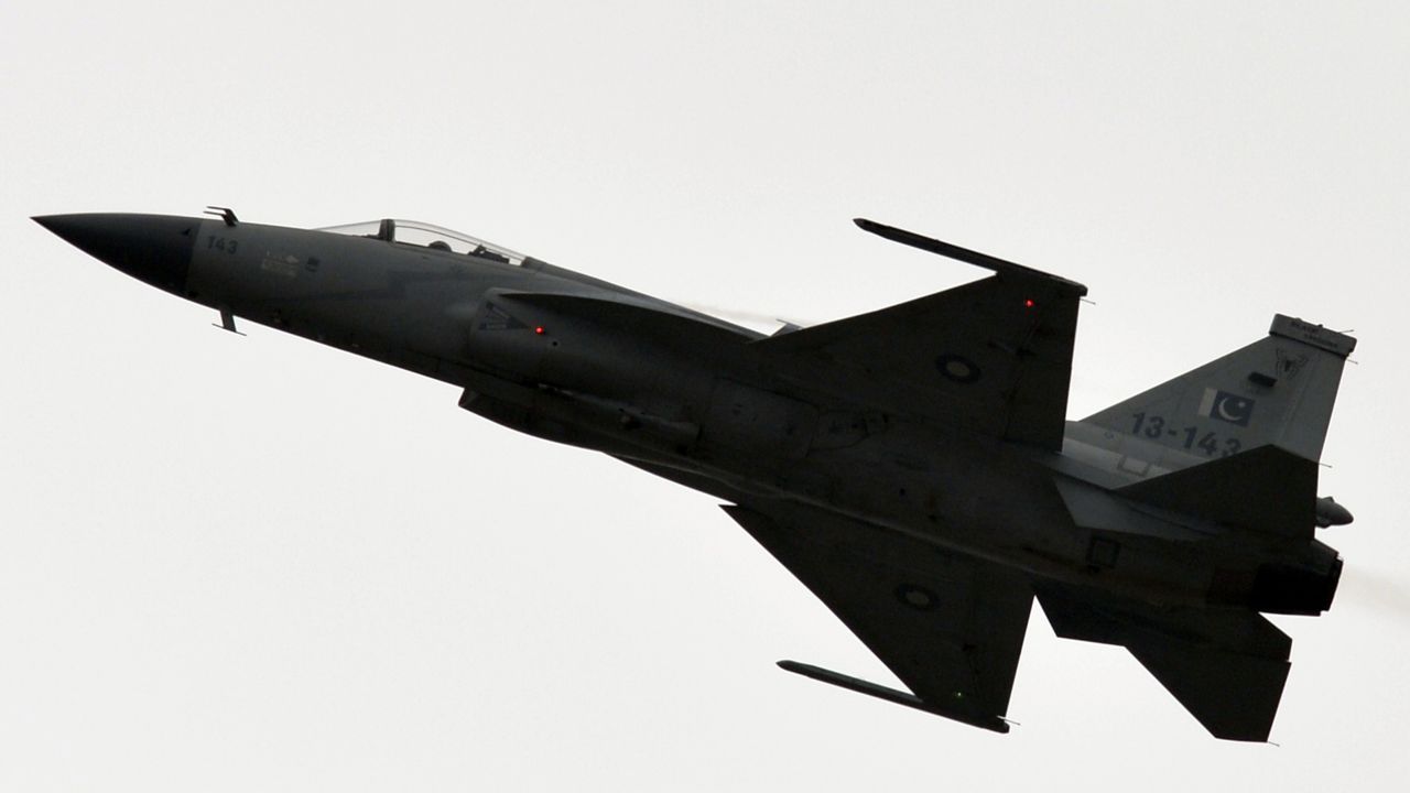 A Pakistan JF-17 performs at a Paris airshow in 2015.