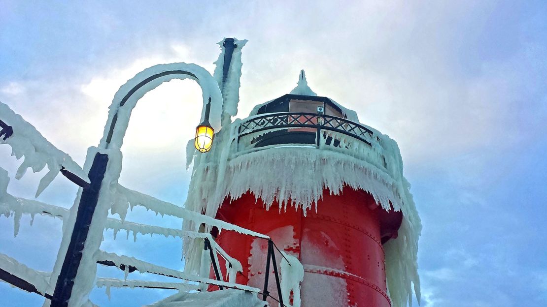 The lighthouses of Lake Michigan, Michigan: You'll want to layer up and consider donning thermal underwear before you venture out towards South Haven's Pierhead Lighthouse, as temperatures on the water's edge often drop to 0 F (- 18 C).