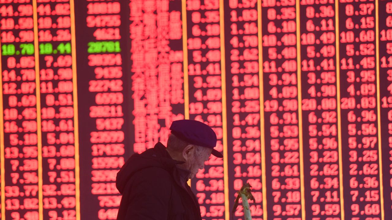 A stock exchange hall in the Chinese city of Hangzhou. Chinese markets are dominated by mom-and-pop investors.