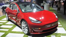 Photo taken in Los Angeles in November 2018 shows Tesla Inc.'s Model 3 sedan. On February 28, 2019, the maker of electric cars began to take online orders for its first mass-produced model, the price of which has been reduced to $35,000. 
