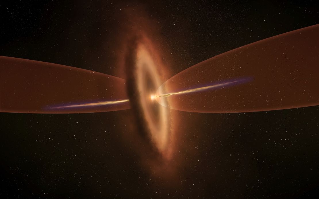 ALMA observations identified two gas streams from the protostar.