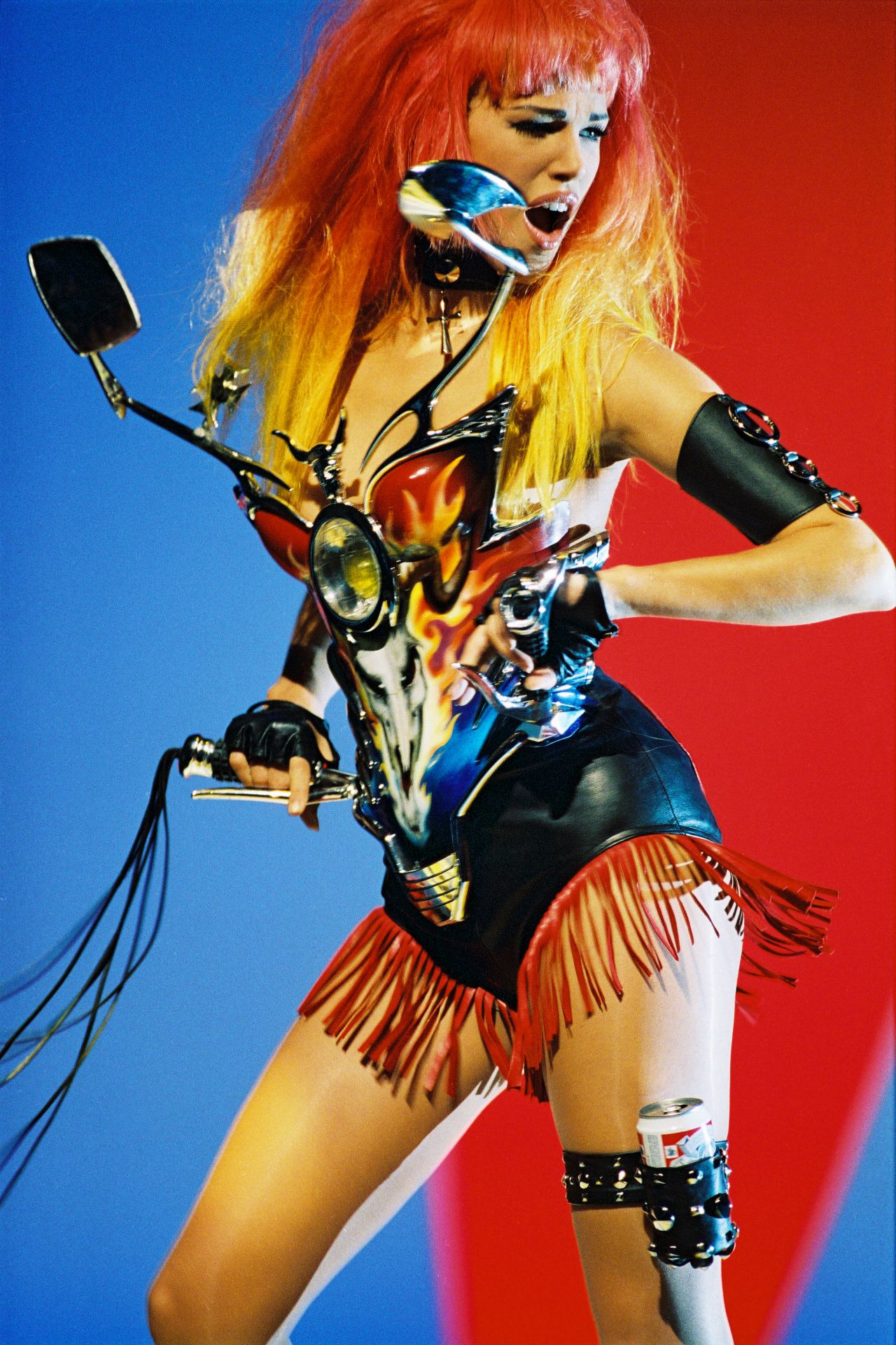 Model Emma Sjöberg during the shooting of the video for George Michael's "Too Funky," directed by Thierry Mugler, in 1992.
