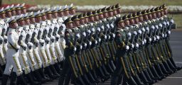 Chinese troops march during a Pakistan Day military parade in Islamabad on March 23, 2017.