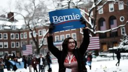 Supporters of Democratic Presidential candidate Senator Bernie Sanders (I-VT) rally before he speaks at Brooklyn College on March 02, 2019 in New York City. Sanders, a staunch liberal and critic of President Donald Trump, is holding his first campaign rally of the 2020 campaign for the Democratic Party's presidential nomination in his home town of Brooklyn, New York.  