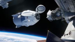 This artist illustration shows the SpaceX Crew Dragon spacecraft docking to the International Space Station. SpaceX is one of two American companies working with NASA to design, build, test and operate safe, reliable and cost-effective human transportation systems, restoring the nation's human launch capability to and from the station.
