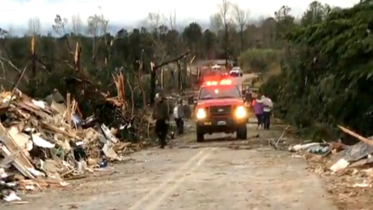 Damage is shown in Alabama after tornadoes touched down.