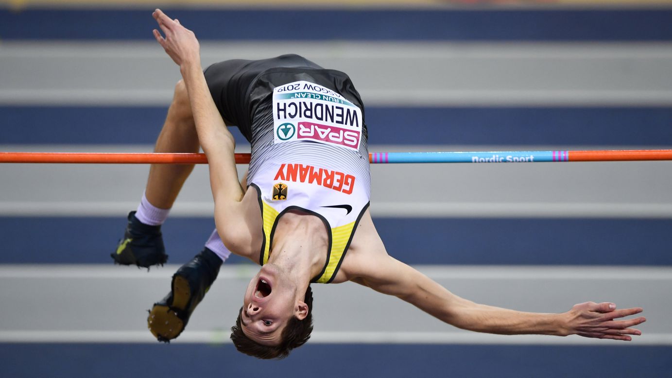 Falk Wendrich of Germany competes in the men's high jump during Day 2 of the European Indoor Athletics Championships at Emirates Arena on March 2, in Glasgow, Scotland.