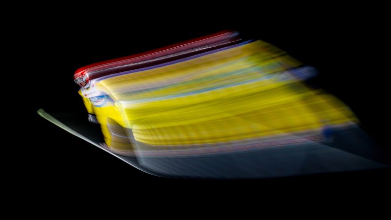 Richard Freitag of Germany jumps during training at the FIS Nordic World Ski Championships on February 27, in Seefeld, Austria.
