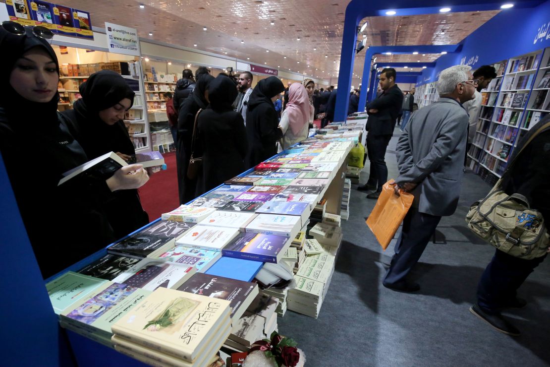 Iraqis visit the International Book Fair in Baghdad on February 7.