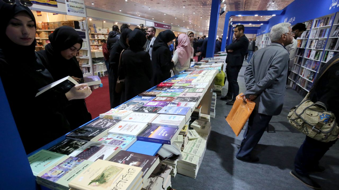 Iraqis visit the International Book Fair in Baghdad on February 7.