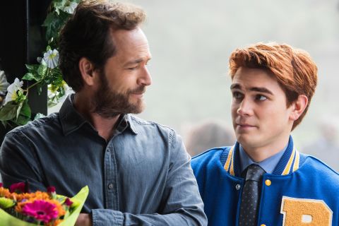 Perry plays Fred Andrews on the TV show "Riverdale" in 2017. The show is based on the characters from the "Archie" comics.
