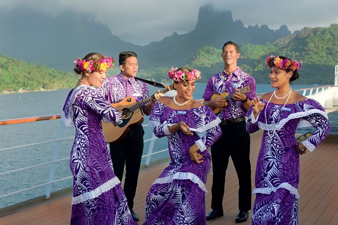 <strong>Best entertainment, small ship: </strong>Paul Gauguin Cruises ranked first for entertainment among small ships.