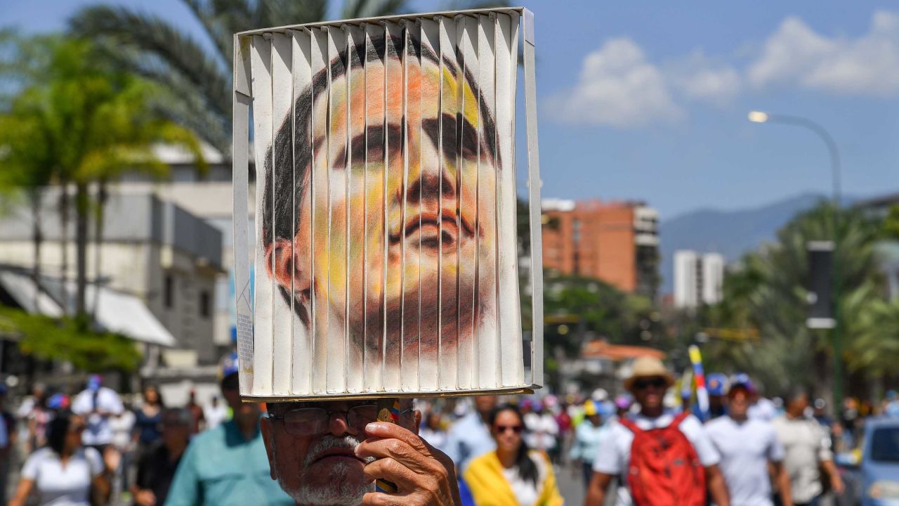 A Guaido supporter in Caracas on Monday.
