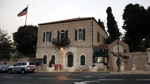A picture taken on October 18, 2018 shows the US consulate in Jerusalem.