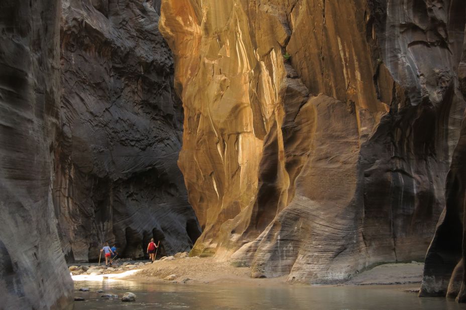 <strong>4. Zion National Park, Utah: </strong>The most popular of Utah's "Mighty Five" national parks, Zion is in good company with Arches, Bryce Canyon, Canyonlands and Capital Reef.<strong> </strong>Visitors explore The Narrows along the Virgin River in this picture. 