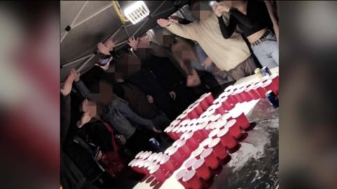 A screengrab of a video showing students giving the Nazi salute at a party in Newport Beach, California.