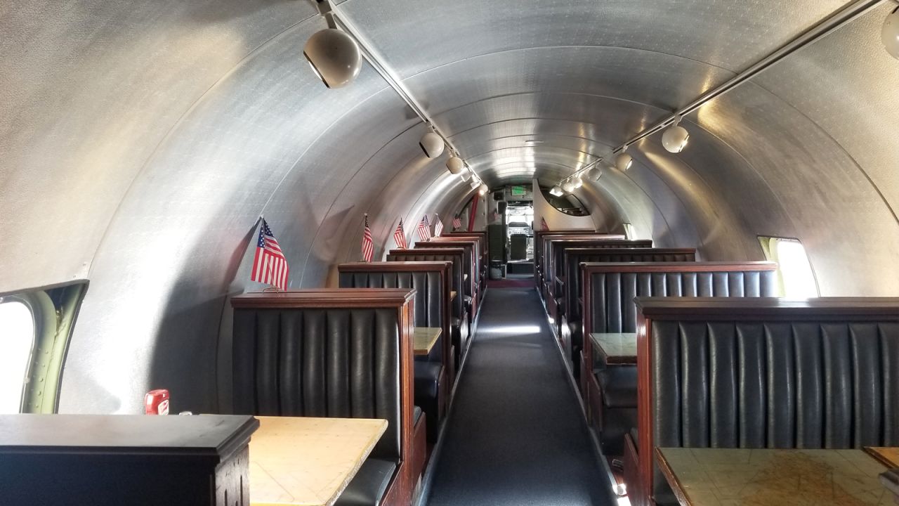 The Airplane Restaurant sits inside a 1953 Boeing KC-97 tanker.