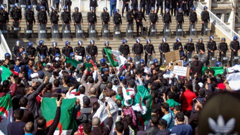 Marches have sprung up in other cities around Algeria including the coastal city of Oran, pictured on Friday.