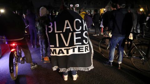 Black Lives Matter protesters march through the streets on March 4, 2019 in a demonstration against the decision by Sacramento's District Attorney to not charge the police officers who shot and killed Stephon Clark last year.