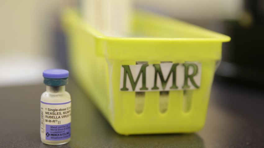 This Feb. 6, 2015, file photo shows a measles, mumps and rubella vaccine on a countertop at a pediatrics clinic in Greenbrae, Calif.  The U.S. has counted more measles cases in the first two months of this year than in all of 2017 _ and part of the rising threat is misinformation that makes some parents balk at a crucial vaccine, federal health officials told Congress Wednesday, Feb. 27, 2019.