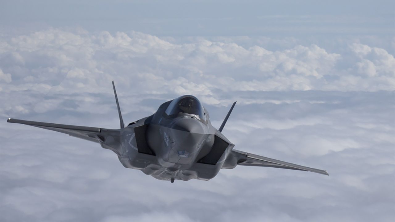 A US Marine Corps F-35B flies above the East China Sea, Oct. 23, 2018.