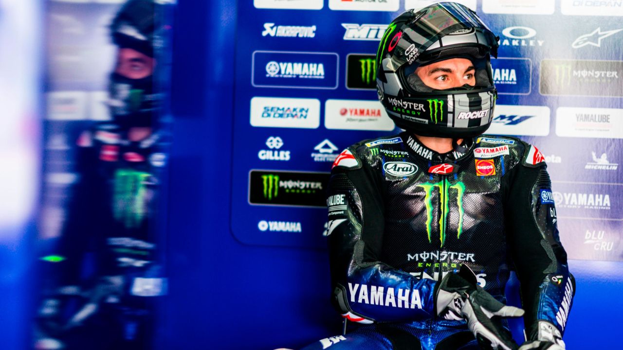 Maverick Vinales of Movistar Yamaha MotoGP watches on during testing in Doha, Qatar.