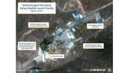 Satellite images appear to show construction at North Korea's Tongchang-ri Launch Facility at both the vertical engine test stand and the launch pad's rail-mounted rocket transfer structure.