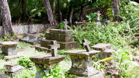 Overrun graves on the Chagos Islands in Diego Garcia.
