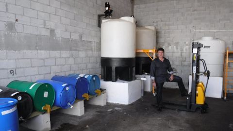 Pino at the Miami production facility for his company's biodegradable cleaning products.