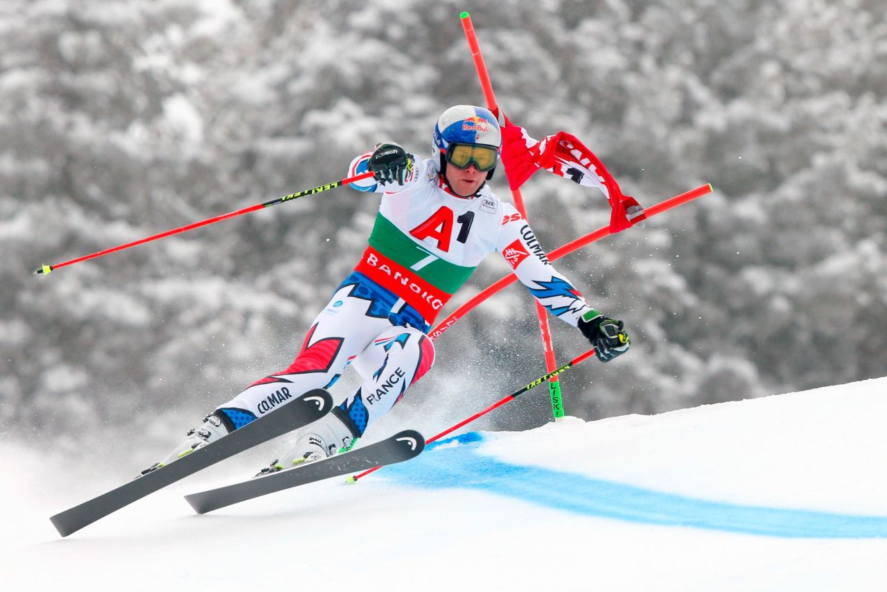 French racer Alexis Pinturault in action during the giant slalom in Bansko, Bulgaria.