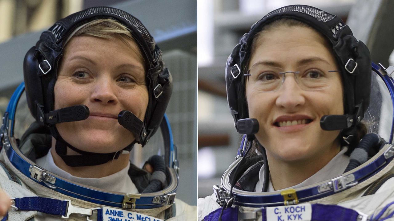NASA astronauts Anne McClain, left, and Christina H. Koch will take part in a spacewalk March 29.