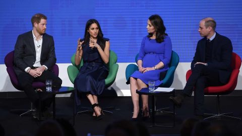 Harry, Meghan Kate and William attend the first annual Royal Foundation Forum in London in February 2018.