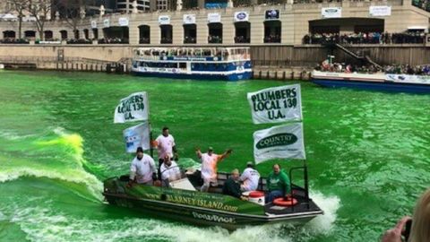 On the morning of the St. Patrick's Day parade, the dye crew will be on the river by 9 a.m.