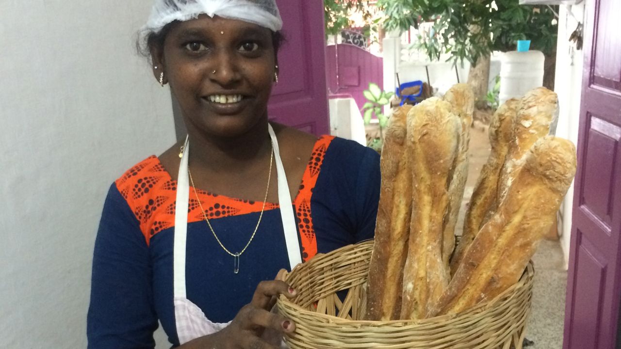 Janaki, an employee at Eat My Cake for two years, delivers bread to local restaurants.